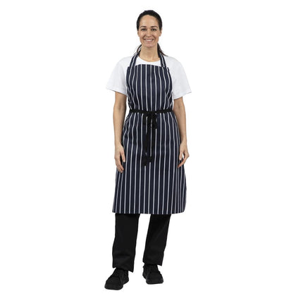 Striped Blue-White Polyester-Cotton Halter Apron | Whites 3