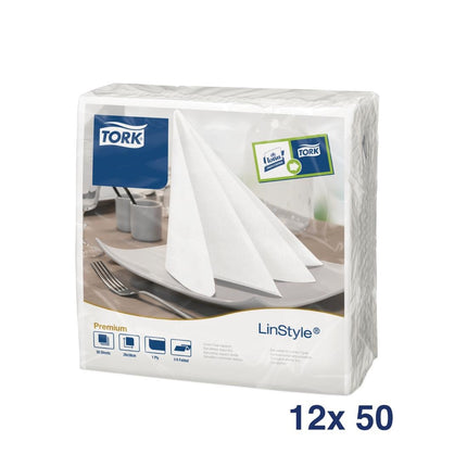 Disposable Textured Dinner Napkins 40x40cm | Tork Linstyle | White