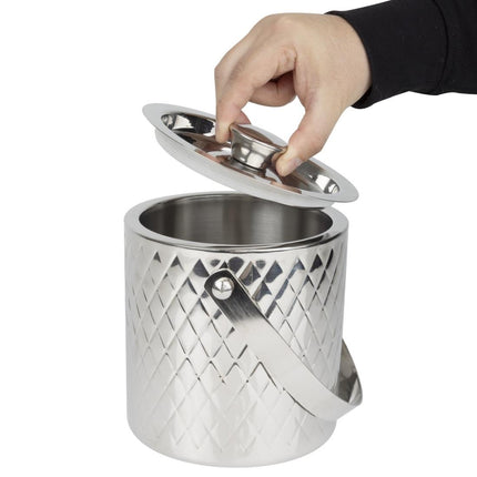 Olympia Geo Double-Walled Stainless Steel Ice Bucket 2L 10