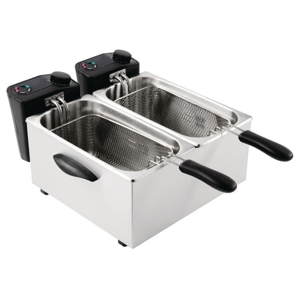 Double Fryer Stainless Steel 2x 3.5L | Caterlite | Light Use