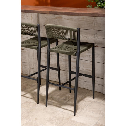 PE Woven Rattan Outdoor Bar Stools Green | Bolero Eden | 2 Pieces 6