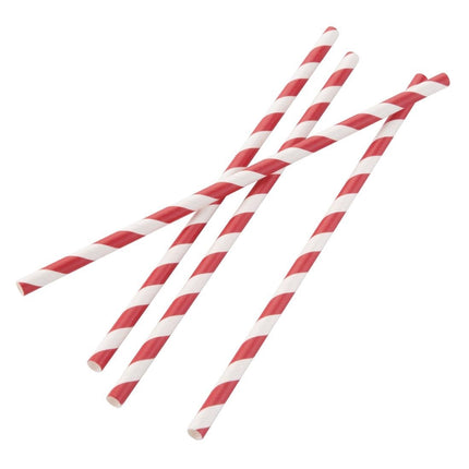 Compostable Paper Straws 210mm Red-White | Fiesta Compostable