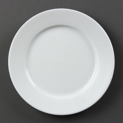 White Dinner Plates with Wide Rim 20.2cm | Olympia Whiteware | Set of 12