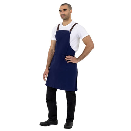 Cotton Canvas Halter Apron Navy Blue | Southside 10