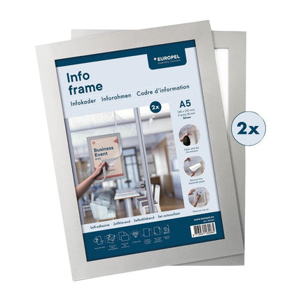 Self-Adhesive Info Frame Set 2 Pieces A5 Silver | Europel 8