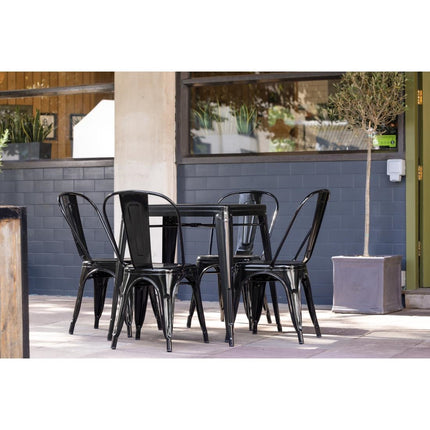 Square Galvanized Steel Bistro Table 668 mm | Bolero | Black 7