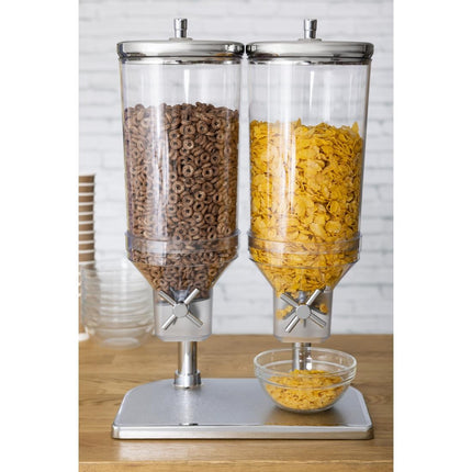 Double Breakfast Cereal Dispenser 2 x 4.5L with Stainless Steel and Chrome Finish | APS 7