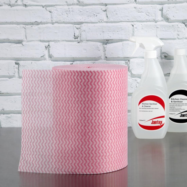 Red Antibacterial Multipurpose Wipes on Roll 22x37cm | Jantex 2