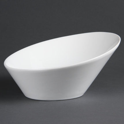 Oval Sloped Bowls 22.2x24.6cm White Porcelain (3 Pieces) | Olympia Whiteware 2