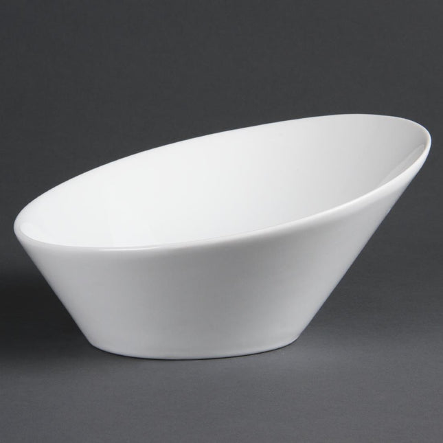 Oval Sloped Bowls 22.2x24.6cm White Porcelain (3 Pieces) | Olympia Whiteware 2