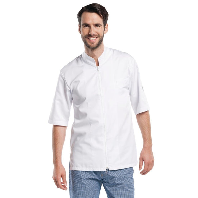 Short Sleeve Zip Chef Jacket White | Chaud Devant Monza 2