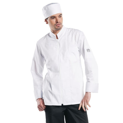 Long Sleeve Chef Jacket with Zipper | Chaud Devant Monza | White | XXL | Straight Fit