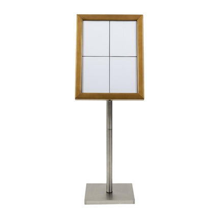 Teakwood A4 LED Menu Holder with Pole and Base | Securit | 4x A4 2