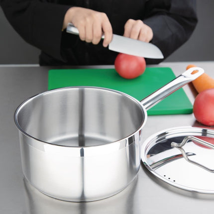 Stainless Steel Induction Saucepan 3L 20cm with Lid | Nisbets Essentials 3
