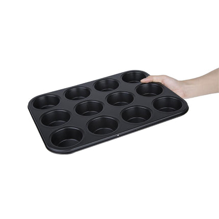 Carbon Steel Non-Stick Muffin Baking Tray 12-Cup | Vogue | 30mm Depth 2