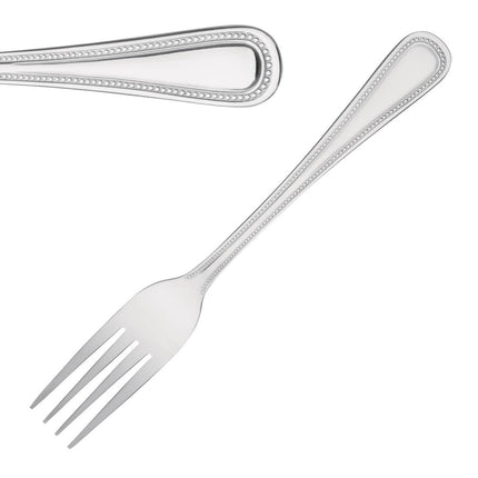 Table Fork with Bead Edge | Olympia Bead | 12 Pieces | High Gloss 18/0 Stainless Steel 6