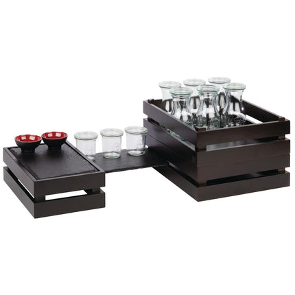 Stackable Solid Wood Buffet Crate Black GN 1/2 | APS Superbox 2