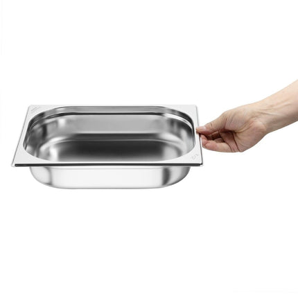 Stainless Steel 1/2 Gastronorm Pan 65mm | Nisbets Essentials | Set of 3 5