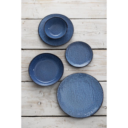 Porcelain Blue Coupe Plates with Denim Texture | Olympia | 180mm 9