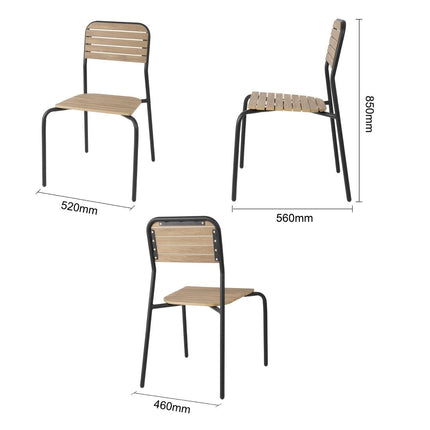 Stackable Garden Chairs with Wood Effect | Bolero Santorini Series | Set of 4 7