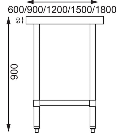 Stainless Steel Worktable without Backsplash | Vogue | 90x90x60 cm 8