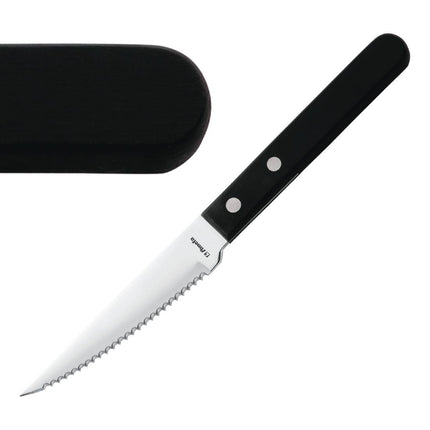Amefa Ergonomic Steak Knives with Black Handles