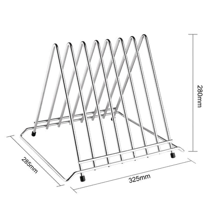 Heavy-Duty Stainless Steel Cutting Board Rack with 7 Slots | Hygiplas 4