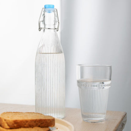 Ribbed Glass Water Bottles 500ml with Swing Top | Olympia 5