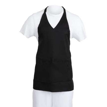 Black Halter Apron with V-Neck | Whites