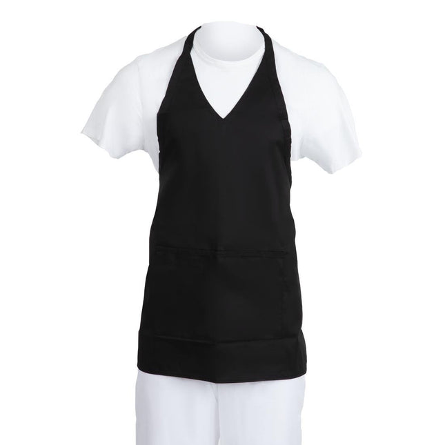 Black Halter Apron with V-Neck | Whites