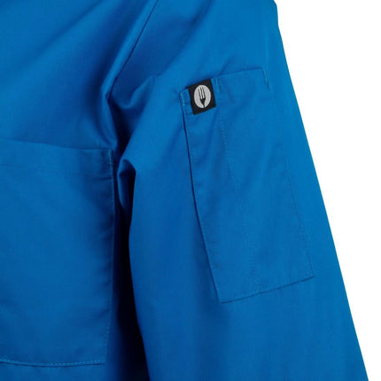 Unisex Blue Chef Jacket | Chef Works | M | Double-Breasted with 3/4 Sleeves | Polyester/Cotton Blend 9
