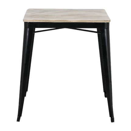 Bolero Bistro Dining Table with Mango Wood Slatted Top and Black Legs | 650mm 2