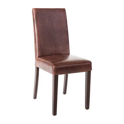 Set of 2 Antique Dark Brown Contemporary Faux Leather Dining Chairs | Bolero