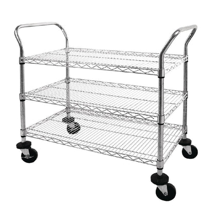 Chrome Plated Serving Trolley with 3 Shelves | Vogue