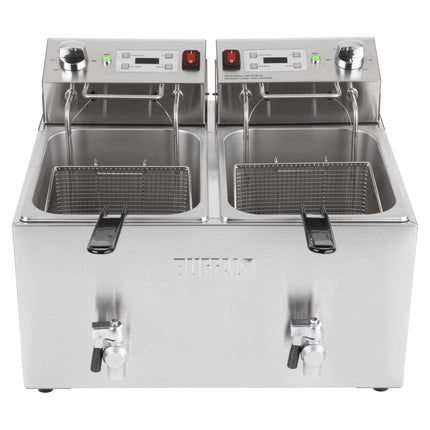 Double Electric Fryer with Timer | Buffalo | 2 x 8L Tanks | 2 x 2.9kW Elements 2