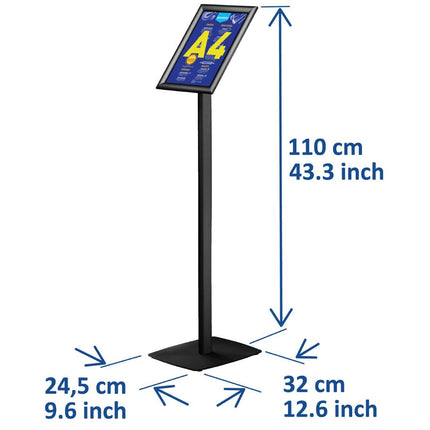 Freestanding Info Stand with Click Frame A4 Black 25mm | Europel 4