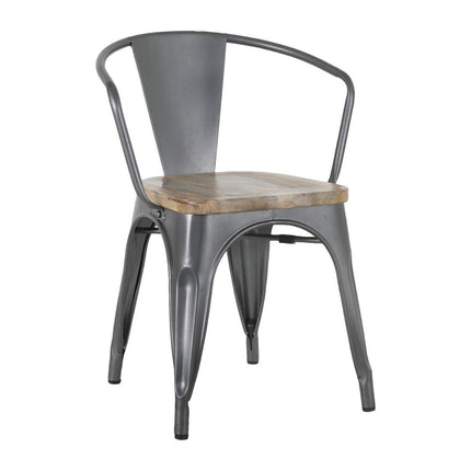 Bolero Bistro Curve Armchairs with Wooden Seat Dark Grey 4-Pack