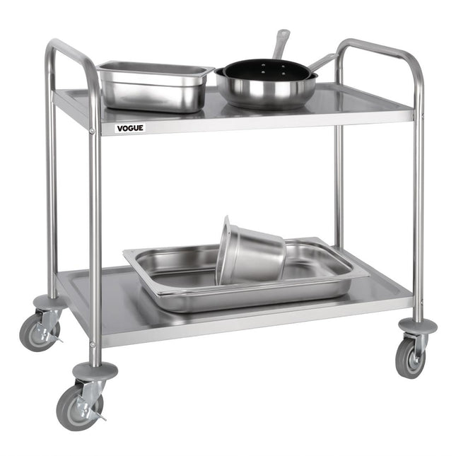 Stainless Steel 2-Tier Serving Trolley Medium | Vogue 2