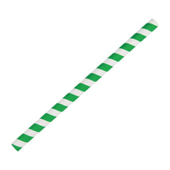 Compostable Green/White Striped Paper Smoothie Straws 21cm | Fiesta
