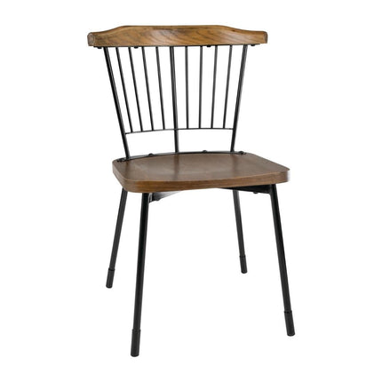 Bolero Scandi Side Chairs Black with Wood Seat and Backrest | 2 Pieces