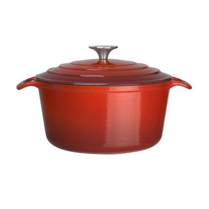 Round Induction Cast Iron Casserole Red 4L | Vogue 5