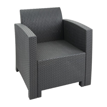 Outdoor Rattan-Style Armchair and Table Set Grey | Bolero 2