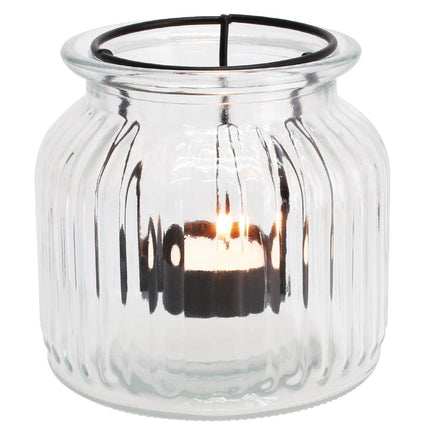 Ribbed Glass Tealight Holders with Lantern Style | Olympia | Set of 6 2