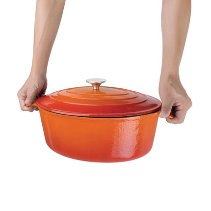 Oval Cast Iron Casserole Orange 5L | Vogue 2