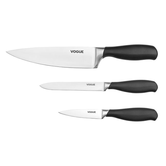 Vogue 3-Piece Soft-Grip Knife Set for Professional Prepping