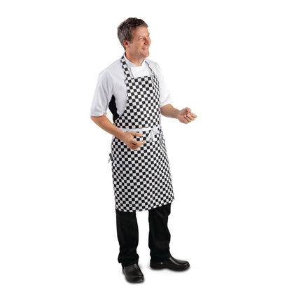 Black and White Checkered Whites Polyester/Cotton Bib Apron 5