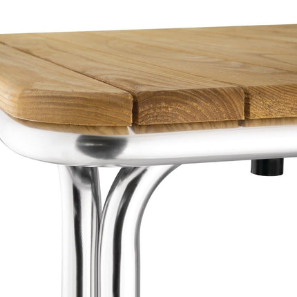 Bolero Square Ash Wood and Aluminium Table 70cm 3