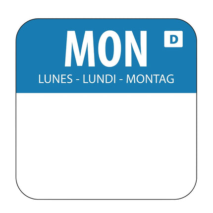 Hygiplas Dissolvable Food Safety Labels Monday | 2x2cm
