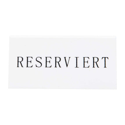Reserved Table Stand White Acrylic Black Text German | Securit | Pack of 5 4