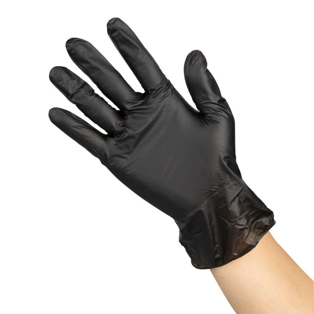 Hygiplas Black Powder-Free Vinyl Gloves S | Pack of 100